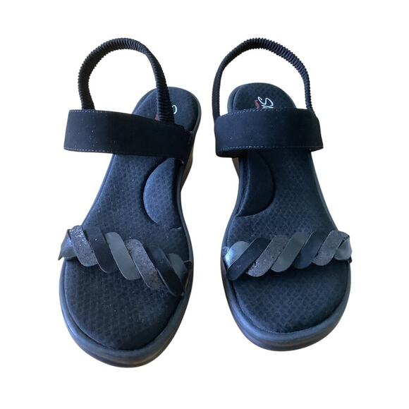 SKECHERS BLACK MEMORY FOAM SLINGBACK WEDGE SANDALS 11 NWOB - Picture 2 of 9